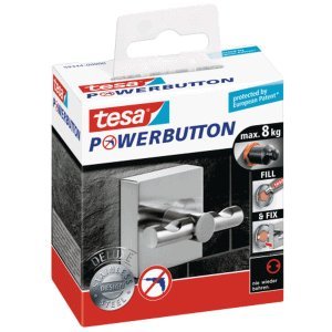 Preisvergleich Produktbild 4 x Tesa Powerbutton Haken Deluxe eckig chrom matt