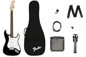 Squier by Fender Kit de Inicio Stratocaster para Guitarra Eléctrica para Principiantes, Diapasón de Laurel, con Amplificador Frontman 10G