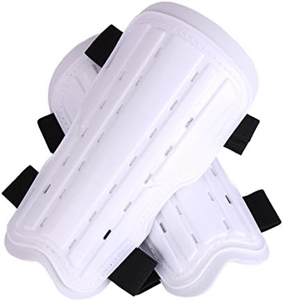 EarthSave Kids Shin Guards, 1 Pair Youth Football Shin Guards Soccer Shin Pads For Youth, Teenagers, Boys, Girls Football Hockey Games Leg Calf Protective Gear (White)