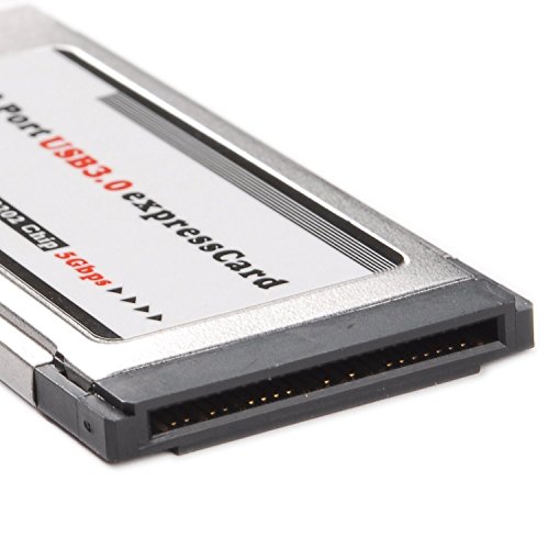 tinxi® USB 3.0 Super Speed PCMCIA Express Card Karte 34mm (mit 2 Ports, Win 7 / 8 / 10 kompatibel) USB3.0 Adapter mit bis zu 5 Gbps Übertragungsrate für Notebook Laptop USB Hub intern - 3