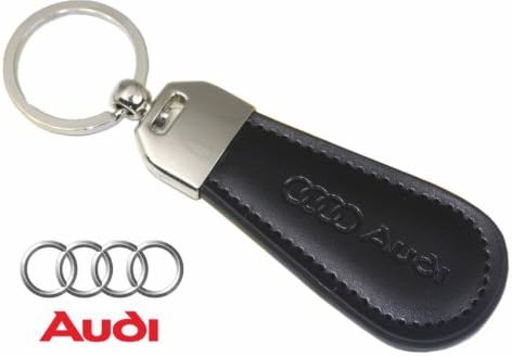 AUDI HIGH QUALITY BLACK LEATHER KEYRING FREE GIFT BOX