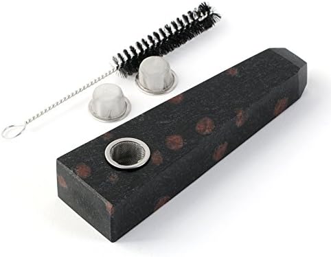 Primemory Four Prismatic Natural Garnet Crystal Pipe with 2pcs Metal Filter and One Brush, Smoking Pipes, Pipe for Tobacco about 4-4.5 Inches