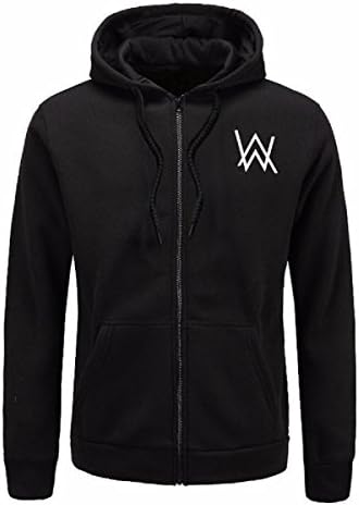 Abbigliamento Cosplay Uomo Sweatshirt Long Sleeve With Hood and Pockets Zipper Closure For Men and Women DJ Music Black Color Cosplay (Size XXL)