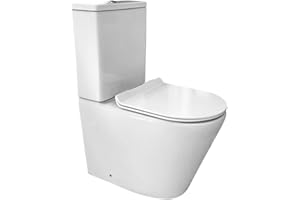EL ALMACEN DEL PROFESIONAL Inodoro Completo - WC Inodoro Completo con Sistema Rimless Antibacterias - Vater Baño con Tapa Moderna con Caida Amortiguada - Inodoro Salida Dual Eficiente con Ahorro de Agua - WC para Hogar Blanco