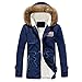 Produktbild Amphia Herren Lang Wintermantel Warm Steppjacke Baumwollmantel - Men es Winter Leisure Hoodie alphabetische DruckMittel Lange SAMT Baumwollmantel(Dunkelblau,M)
