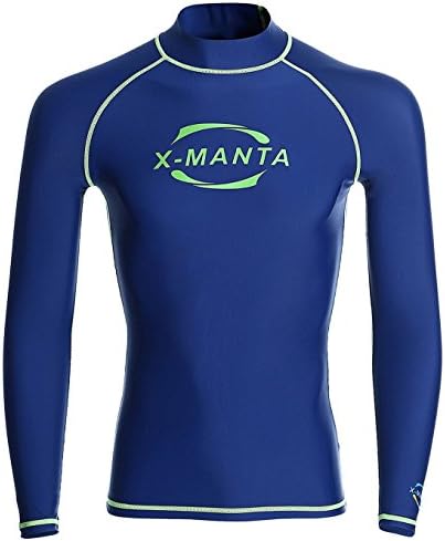 DIVE &amp; SAIL Diving Rash Guard Shirs Men Youth Long Sleeve UV Sun Protection Swimwear Top for Snorkeling Surfing Swmming (Blue Long Sleeve, XX-Large)
