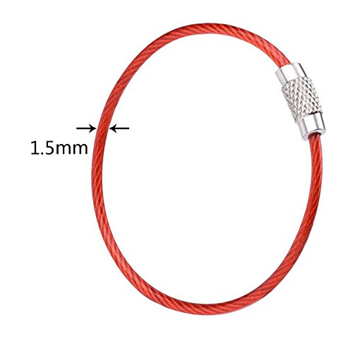 UOOOM 20Stk. Farbige Stahldraht Schlüsselring Edelstahl Draht Schlüsselanhänger aus Drahtseil mit Drehverschluß (10 cm / 4 Zoll, 20 Stück) - 8