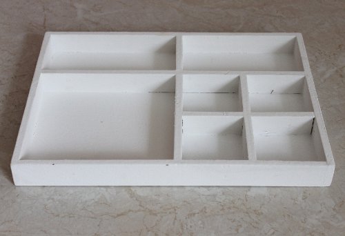 DanDiBo Sortierkasten Setzkasten 12291 Weiß 32 cm aus Holz Sammlervitrine Sortierschublade