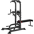 BOUDECH Stazione da Fitness Multifunzione Power Tower Chin-up Dip Station Barra Regolabile Panca per trazioni, Flessioni Addo