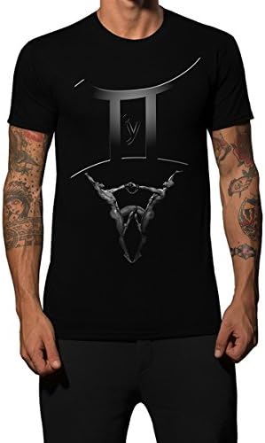 Iacobuccyounes Italy - Shirt Astrology Gemini (zodiac signs horoscope Venus ascending moon home planets zodiac t-shirt gift idea) Men Black - L