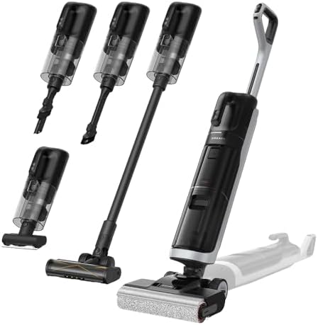 DREAME H14 Dual 5-in-1 Aspirapolvere Lavapavimenti, Dosaggio Intelligente del Detergente, Design Piatto, Lavaggio Spazzola 60 °C, Asciugatura 60 °C 5 min, GlideWheel, Aspirazione 18.000 Pa, Luce a LED