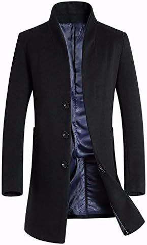 Men's Business Jacket Winter Warm Fashion Collar Short Woolen Elegant Coat,Black,L
