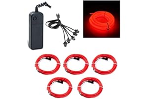 ENNRIXIN EL Wire,1M/3.28ft*5 Pcs Neon Lights,Portable Neon Glowing Strobing Electroluminescent Wire,Powered by Battery,for Halloween,Christmas Festival,DIY Decoration,Bar Car Sign