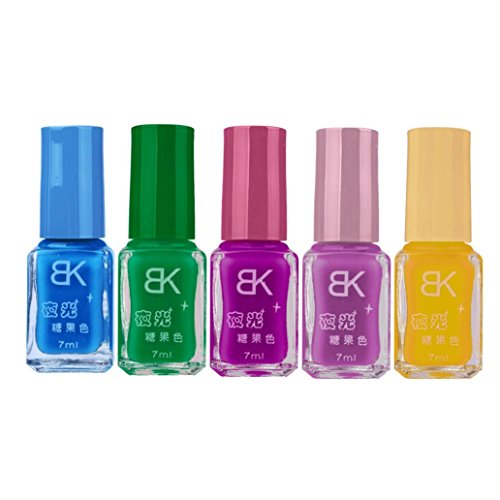 LHWY 5 PCS Candy Fluorescent Neon Luminous Gel Nail Polish for Glow in Dark Nail Varnish