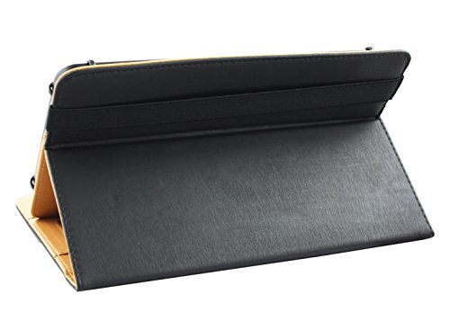 Emartbuy® Hisense Sero 8 Pro Tablet 8 Zoll Universal ( 7 – 8 Zoll ) Schwarz Premium PU Leder Multi Angle Executive Folio Wallet Case Cover Tan Interior mit Kartensteckplätze + Schwarz Eingabestift - 6