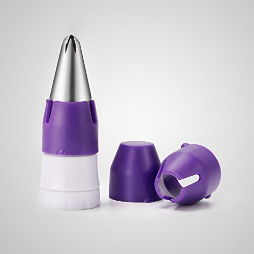 SveBake 4-Teiliges Dekorieren Tip Coupler Kupplung Koppler Set Dekorieren Tools Set weiß für Standard & Große Edelstahl Spritztüllen Düse, Einweg & Silikon Spritzbeutel