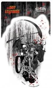 Hot Leathers - Grim Blasting Motorcycle Reaper Biker Sticker - 4" x 7.25" - Weather Resistant, Long Lasting for Any Surface