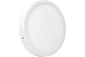 Jandei – Downlight LED Superficie, 18W, 1440 Lumen, Forma Redonda, Montaje en superficie sin atornillar, Tamaño 210x28 mm, Color de Luz Blanco Frío 6000K, Transformador Incluido