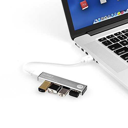 Aukey Hub USB 4 Ports Steckdosenleiste USB Hub Ultra Mini Kompatibel mit Windows XP/Vista/7/8/10, Mac OS, Linux, silber (4 Ports) - 5