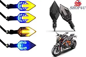 SHOP4U Front, Side, Rear Arrow Shape Dual Color DRL Indicator Light for KTM 1290 Super Duke R (Pack of 4, Blue and Amber)