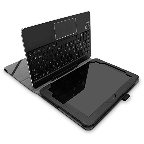 igadgitz ‚Vintage Kollektion‘ Pink auf Schwarz Blumen PU Ledertasche Hülle Folie Cover für Asus Transformer Book 10.1″ T100 CHI FG007B mit Multi Winkelbetrachtung Stand + Auto Sleep/Wake + Displayschutzfolie - 3