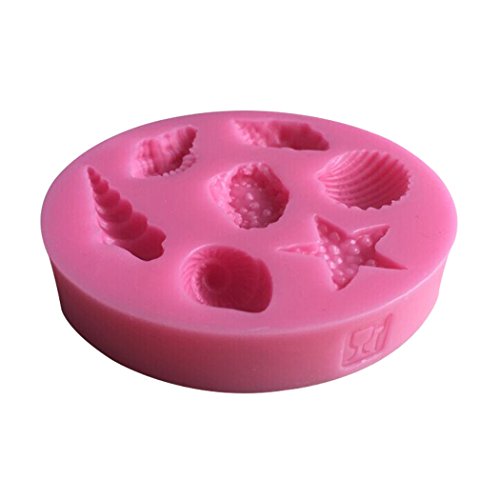 Karen Baking Stern-Fische und Shell Geformt 3D Silikon-verzierender Schokoladen-Kuchen-Form-Fondant-backendes Werkzeug-Rosa - 3