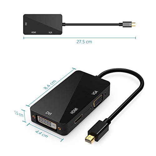 Topop 3 in 1 Thunderbolt Port Mini Displayport auf HDMI DVI VGA Adapter Kabel für Apple MacBook Air, iMac, Mac Book Pro, Mac mini, Microsoft Surface Pro/ Pro 2/ Pro 3, Thinkpad / Carbon/ Touch/ Helix Schwarz - 6