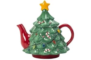 RA-HOMESTORE® New Festive 100% Stoneware Christmas Tree Teapot