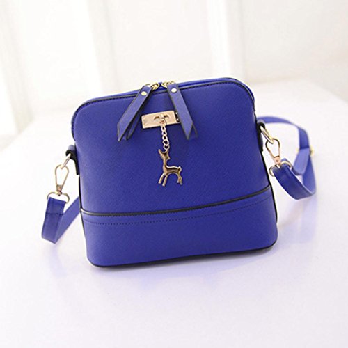 Loveso-Taschen Damen elegante Neuer Frauen-Kurier-Beutel-Weinlese -Kleine Shell-Leder-Handtasche Umhängetasche_Blau - 2