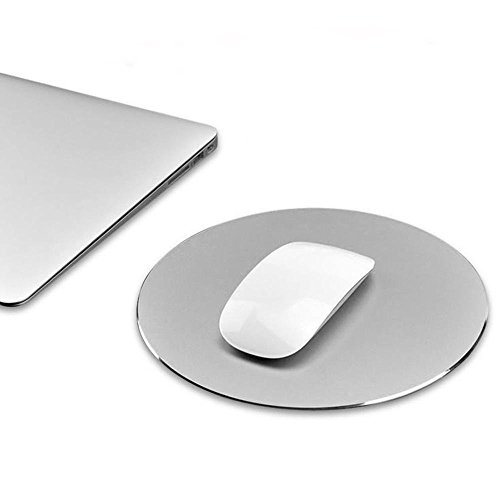 IBESTWIN Casa Oficina Redondo de Metal en Forma Antideslizante rat  n Pad Alfombrilla Para PC Ordenador  220 x 220 mm   color plata