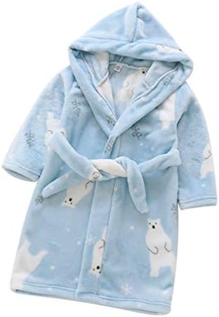Heeyuan Child's Long Sleeve Bathrobe to Fit Boys and Girls Kids Towelling Hooded Dressing Gown Soft Sleepwear
