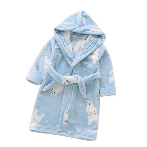 Heeyuan Child's Long Sleeve Bathrobe to Fit Boys and Girls Kids Towelling Hooded Dressing Gown Soft Sleepwear