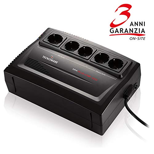 Tecnoware UPS ERA PLUS STRIP 1000 Gruppo di Continuità, Potenza 1000 VA, per PC, Registratore di Cassa, Stabilizzazione AVR, Autonomia fino a 20 min, USB e Software per UPS TecnoManager Win/Mac, Nero