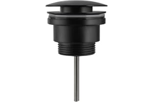 VALAZ Tappo universale adatto per lavabo e bidet con e senza troppopieno in nero opaco valvola per scarico Click Clack, Pop-Up