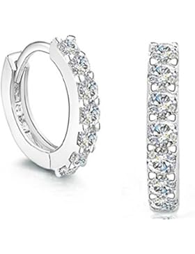 Ohrringe Damen Mädchen 925er Sterling Silber Elegant mit Bling Zirkonia Hypoallergen Clip