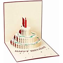 15 X 15cm بطاقة عيد ميلاد الإبداعية 3d ثلاثي الأبعاد اليدوية كعكة بطاقة جوفاء مع المغلف الأحمر Amazon Ae الفنون والحرف