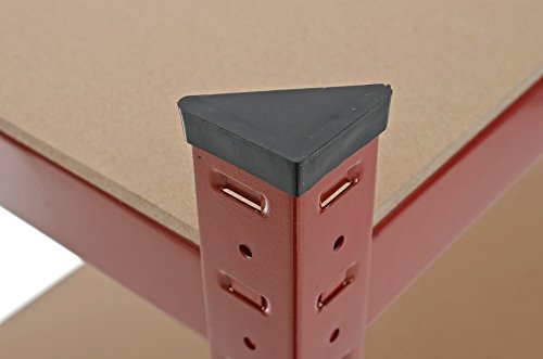 CLP Schwerlastregal BIG, Metall, verzinkt, Tragkraft 1325 kg, 180 x 90 x 45 cm, Lagerregal 5 Böden rot - 4