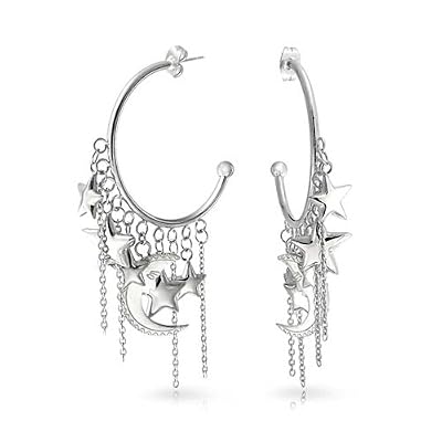 Bling Jewelry en acier inoxydable 316L'Étoile du Croissant de lune Boucles d'Charme