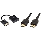 Amazon Basics - Adattatore da HDMI femmina a VGA con porta audio da 3,5 mm & Cavo HDMI 2.0 ad alta velocità, supporta Etherne