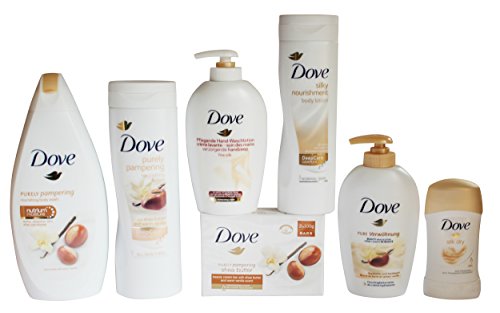 Dove Bath 7 Pcs Bundle: Beauty Cream Bar + Hand Wash + Body Lotion + Deodorant