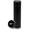 HomeRex Insulated Water Bottle with LED Real-Time Temperature Display, Stainless Steel Portable 17oz/500ml Smart Vacuum Mug (Black)