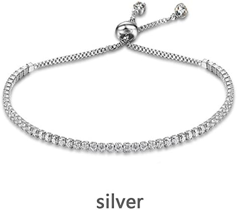 Bracelet, brass plated platinum, zircon adjust female bracelet, wild accessories (silver)