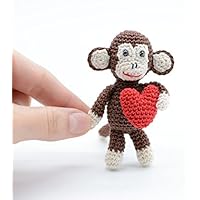 Plüsch Affe mit rotem Herz, brauner Häkelarbeit, frechem Valentinsgruß Geschenk