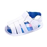  Fossen Zapatos Bebe Verano Recién Nacido Niño Sandalias Primeros Pasos de Suela Blanda (6-12 Meses, Blanco)