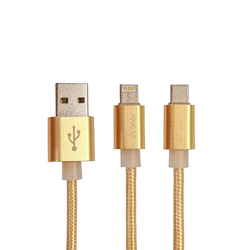 Wkae® 1M Metall geflochtenes 2-in-1-Blitz zum USB-Kabel 8-Pin + Micro-USB-Ladekabel / Daten-Synchronisierungs-Kabel f¨¹r iPhone SE / 5 / 5s / 5c / 6 / 6S Plus-Apple iPad Mini / IPAD AIR / iPod nano / iPod Touch / Android , Samsung S7 S6 S5 S4 S3 Hinweis4 Note3 und mehr, HTC, Motorola, Sprint, Nokia, LG, Sony, Blackberry und vieles mehr