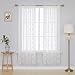 Produktbild Deconovo Vorhang Gardinen Bestickte Vorhänge mit Stange Tasche Transparent Voile Gardinen Wohnzimmer 214x132 Creme 2er Set