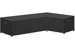VANSHEIM Funda Protectora para Muebles de Jardín en Forma de L Funda para Muebles de Jardín en Forma de L Funda para Sofa Exterior Forma de L Impermeable Resistente al Viento Oxford 270x216x87/80cm