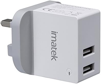 Travel Charger, IMATEK TC2002 White Wall Charger, 2-Port USB Power Adaptor 2.4A/12W, for iPhone 7/6s/6/Plus iPad iPod Samsung Galaxy S8/S7/S6/Edge Note 5 HTC Huawei Tablet Kindle.
