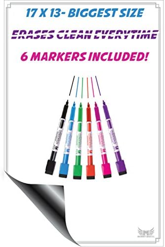 Magnetic White Board Fridge Planner- Large Multi-Purpose Sheet For Action Plans, Shopping List or Task Memos. Easy to Write &amp; Wipe. Best Notice Board for Smart Planners.