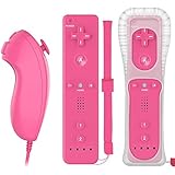 QUMOX Telecomando Wii, Remote di Gioco Controller con Custodia in Silicone e Cinturino da Polso per N. Wii e Wii U Rosa